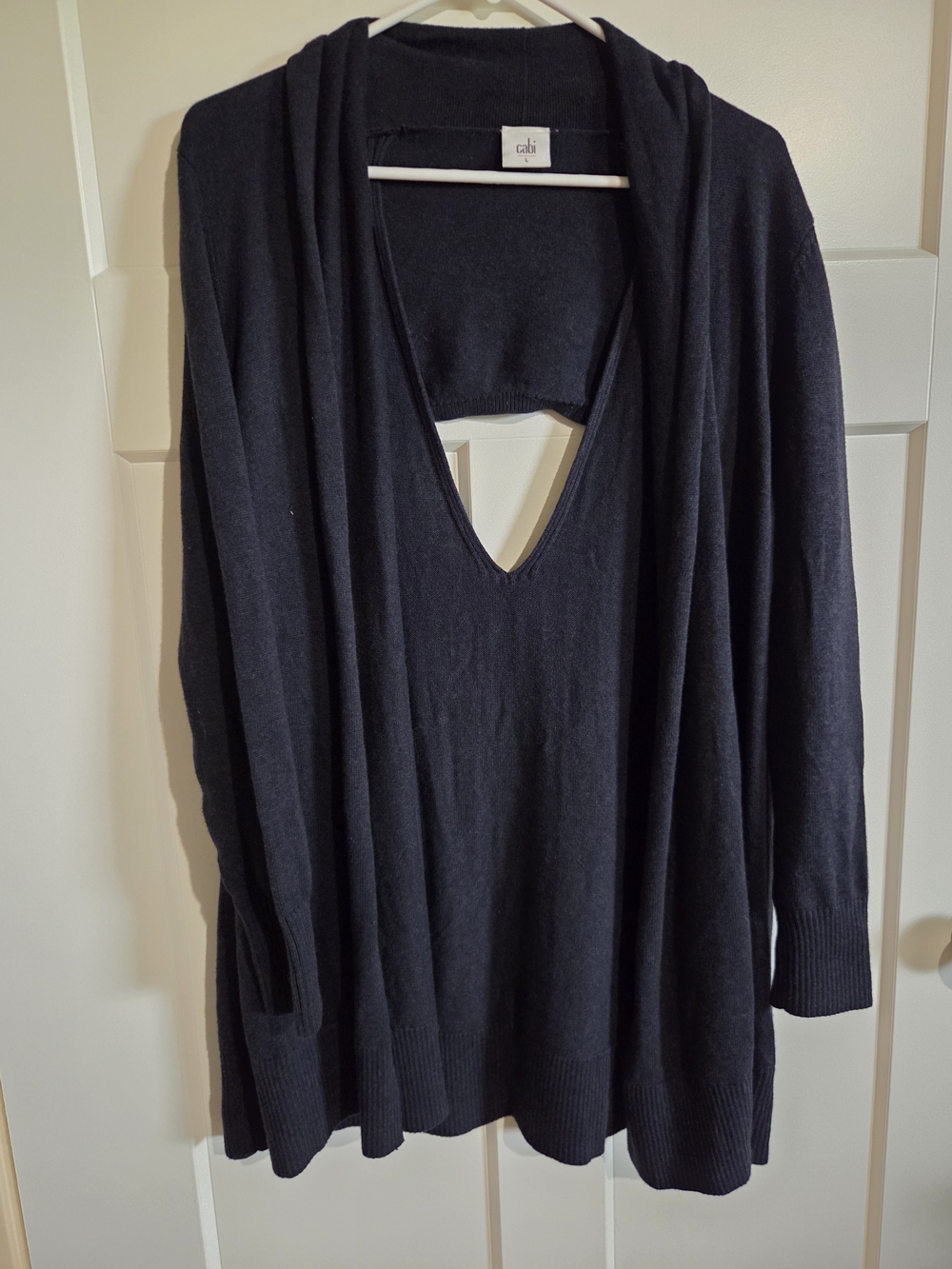 CAbi Black V-Neck Draped Knit Cardigans